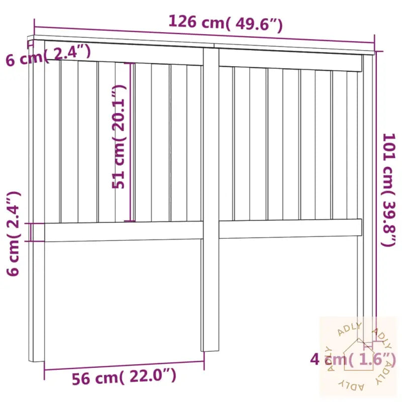 Sengegavl Svart 126X6X101 Cm Heltre Furu