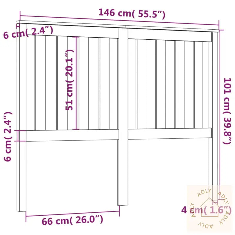 Sengegavl Svart 146X6X101 Cm Heltre Furu