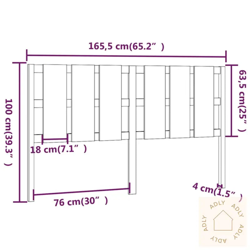 Sengegavl Hvit 165,5X4X100 Cm Heltre Furu
