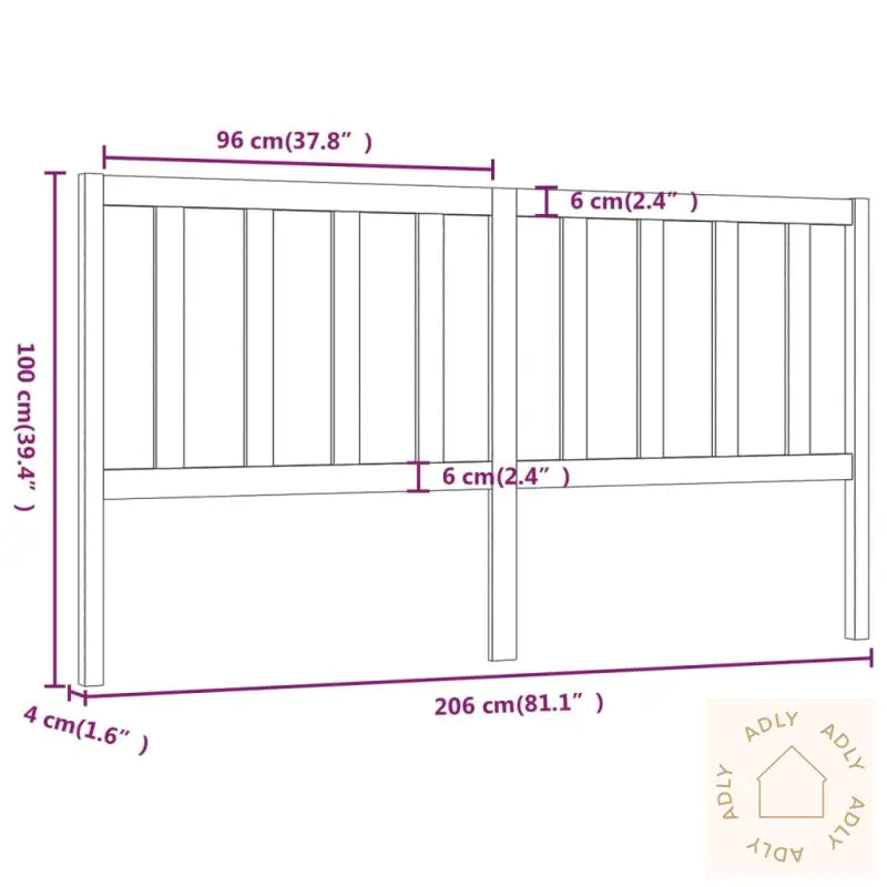 Sengegavl Svart 206X4X100 Cm Heltre Furu
