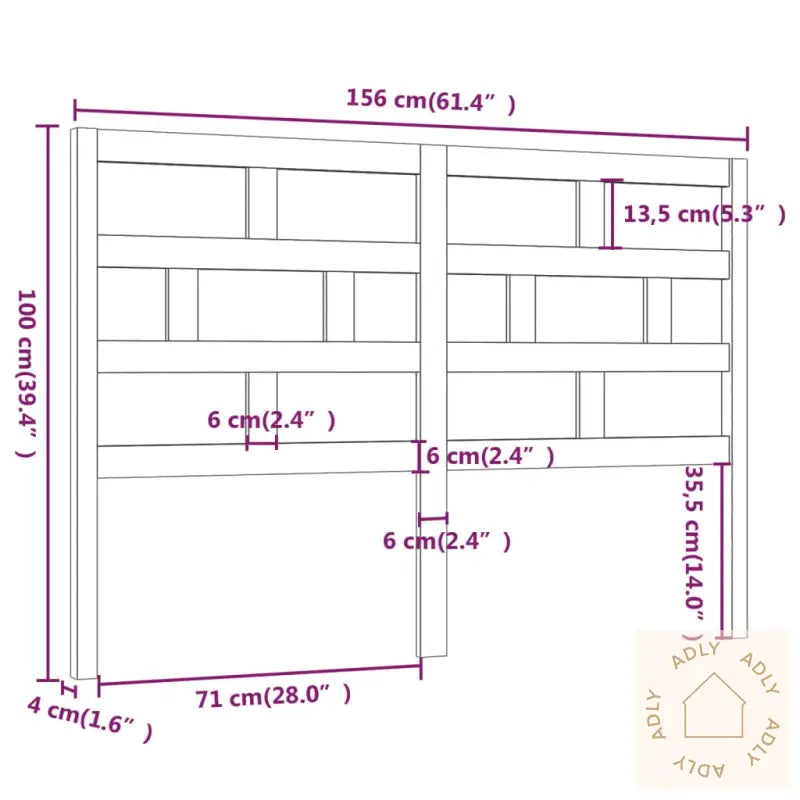 Sengegavl Svart 156X4X100 Cm Heltre Furu