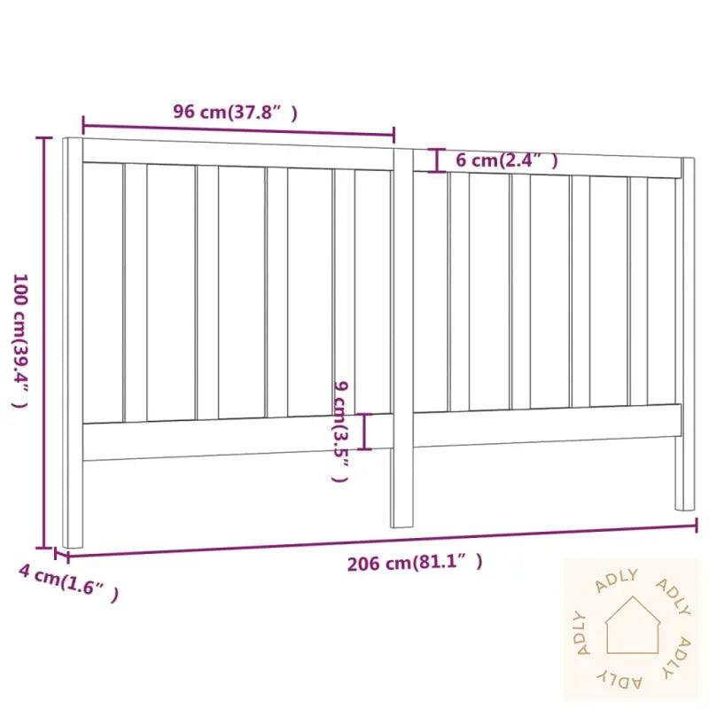 Sengegavl Svart 206X4X100 Cm Heltre Furu