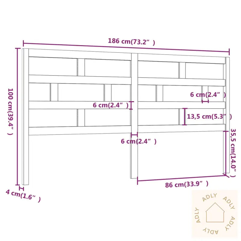 Sengegavl Hvit 186X4X100 Cm Heltre Furu