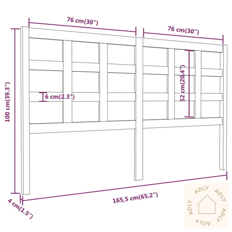 Sengegavl Svart 165,5X4X100 Cm Heltre Furu