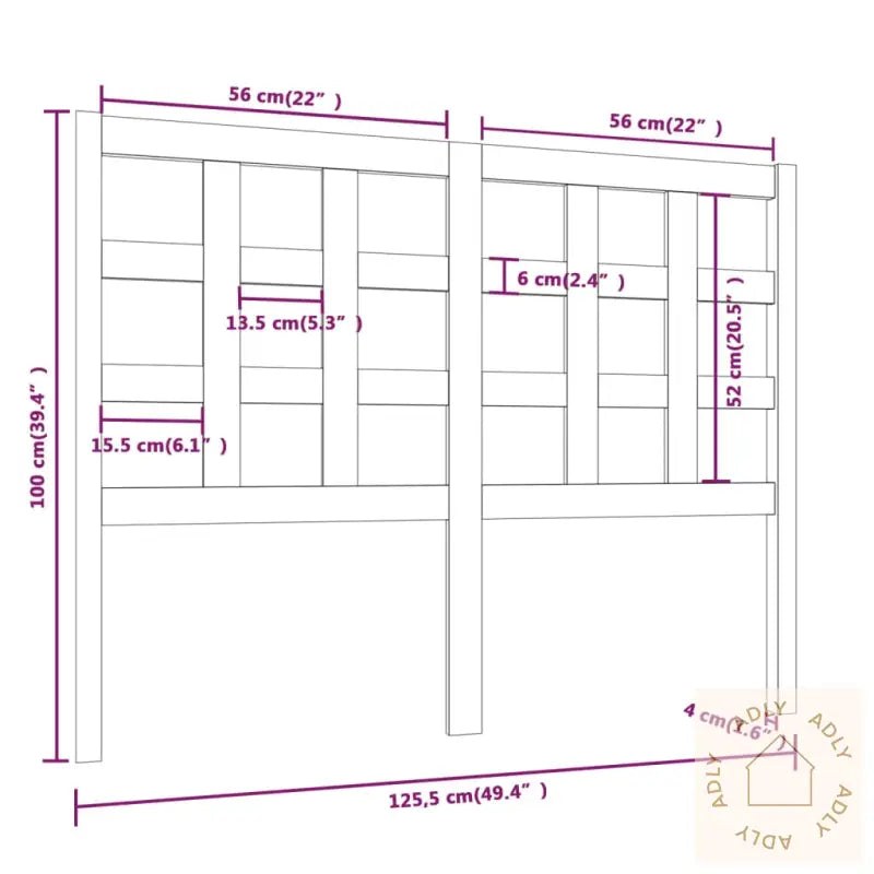 Sengegavl Svart 125,5X4X100 Cm Heltre Furu