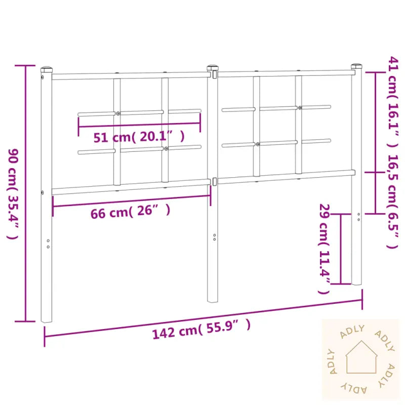 Sengegavl I Metall Svart 135 Cm