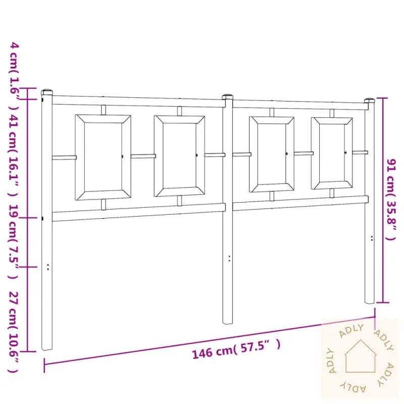 Sengegavl I Metall Svart 140 Cm