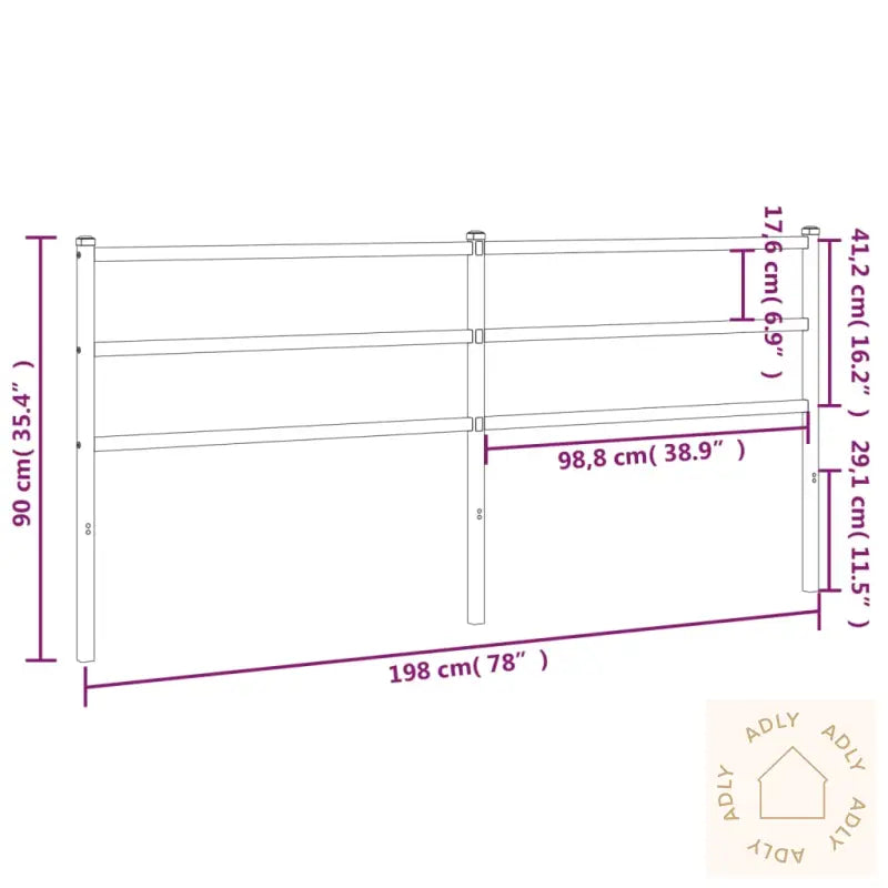 Sengegavl I Metall Svart 193 Cm