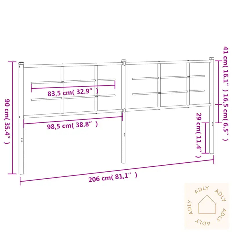 Sengegavl I Metall Hvit 200 Cm
