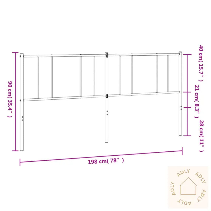Sengegavl I Metall Svart 193 Cm