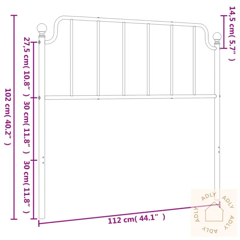 Sengegavl I Metall Hvit 107 Cm