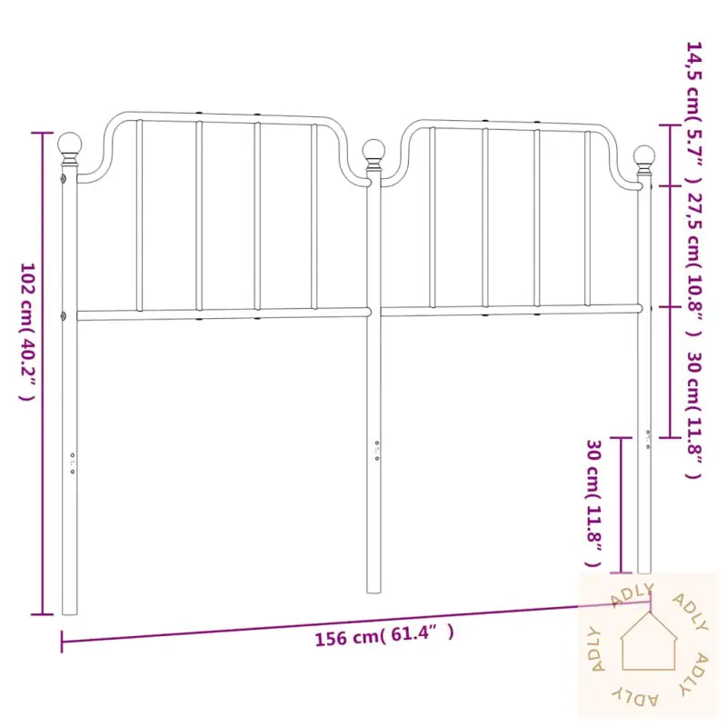 Sengegavl I Metall Svart 150 Cm