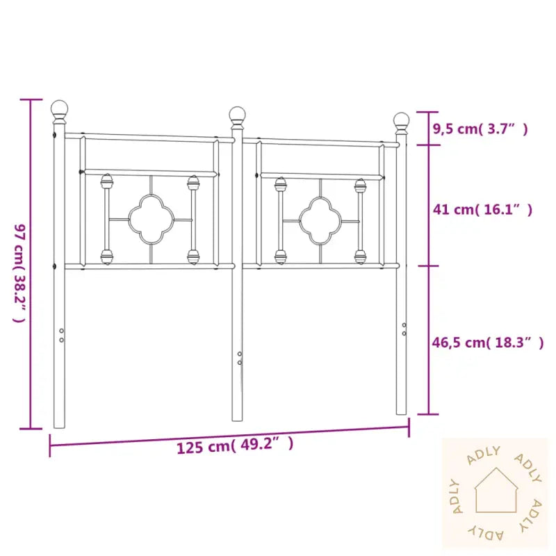 Sengegavl I Metall Svart 120 Cm