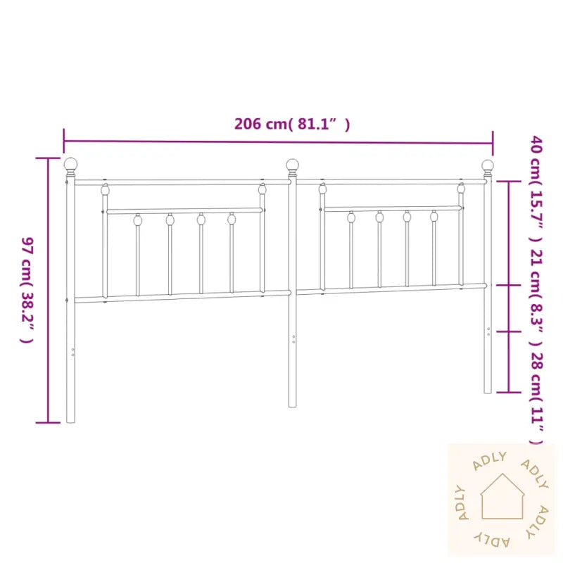Sengegavl I Metall Hvit 200 Cm