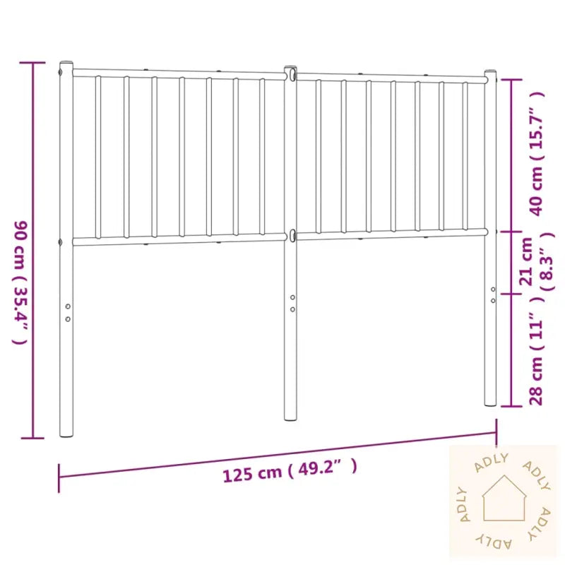 Sengegavl I Metall Svart 120 Cm