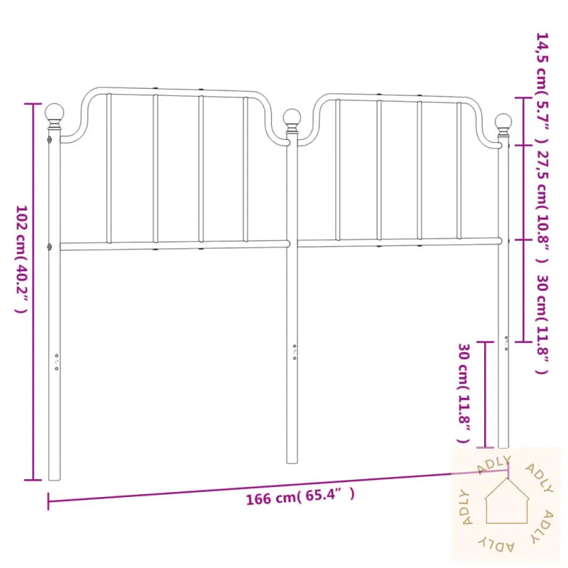 Sengegavl I Metall Svart 160 Cm