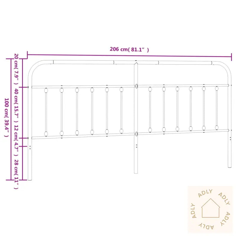 Sengegavl I Metall Svart 200 Cm