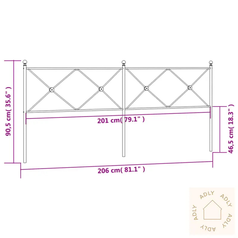 Sengegavl I Metall Hvit 200 Cm