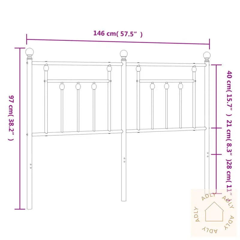 Sengegavl I Metall Hvit 140 Cm