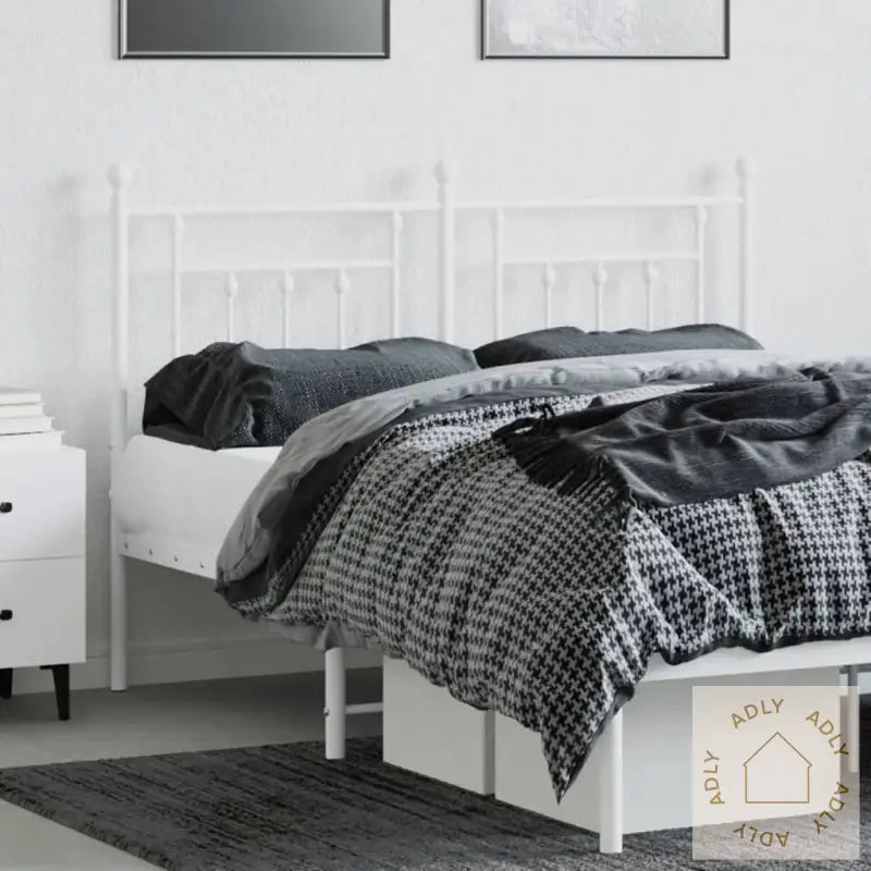 Sengegavl I Metall Hvit 150 Cm