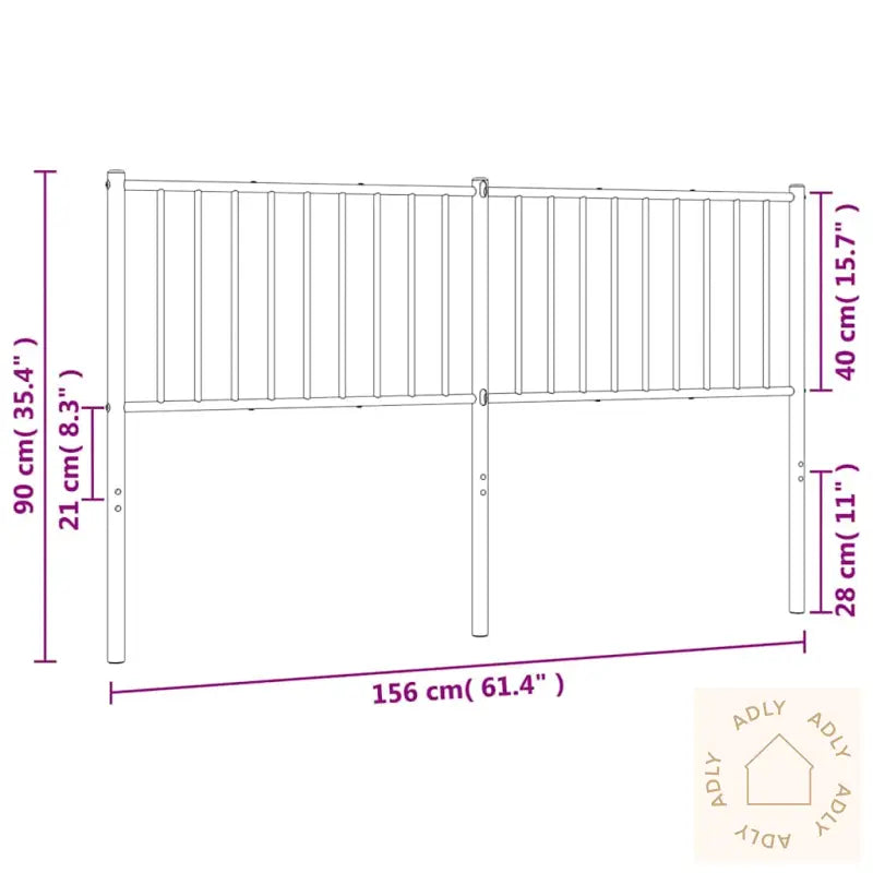 Sengegavl I Metall Hvit 150 Cm