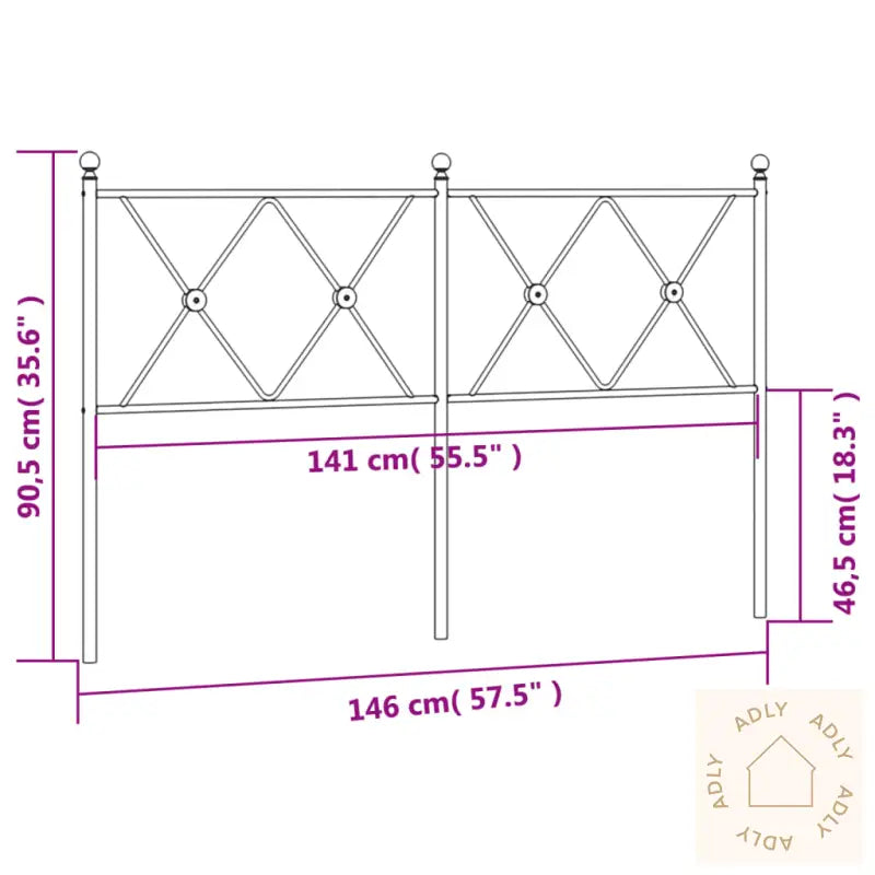 Sengegavl I Metall Hvit 140 Cm