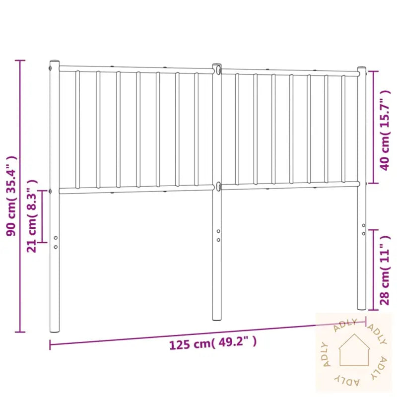 Sengegavl I Metall Hvit 120 Cm