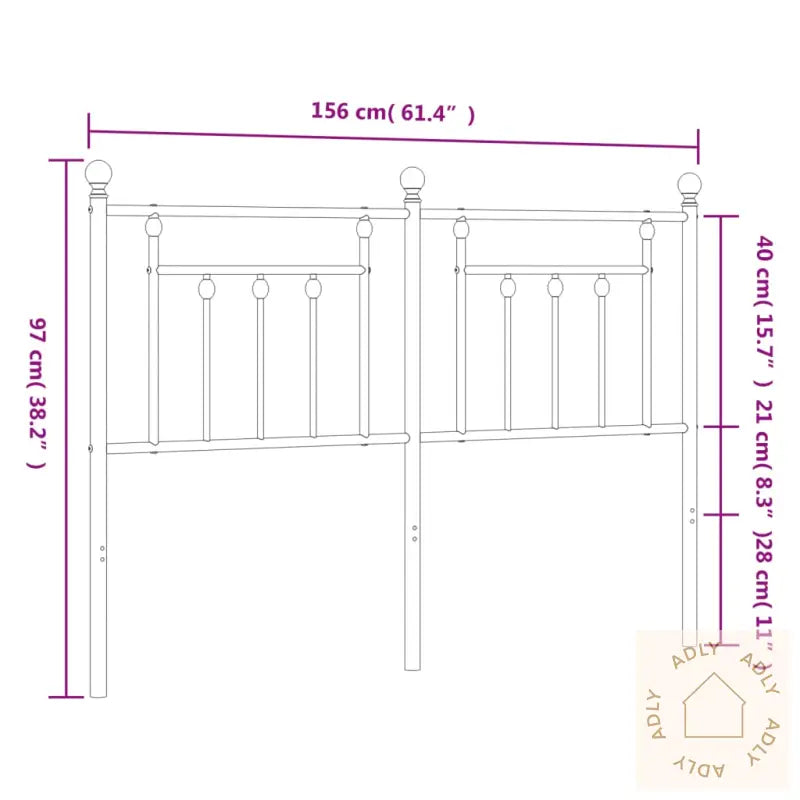 Sengegavl I Metall Hvit 150 Cm