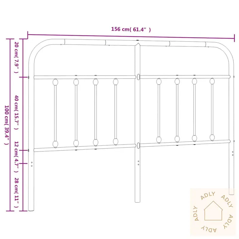 Sengegavl I Metall Hvit 150 Cm