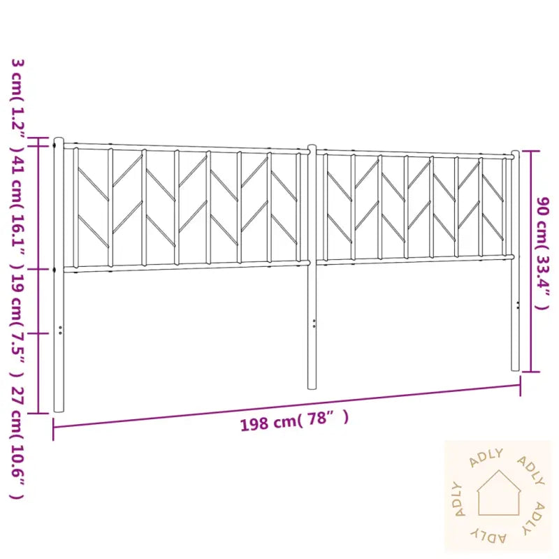 Sengegavl I Metall Hvit 193 Cm