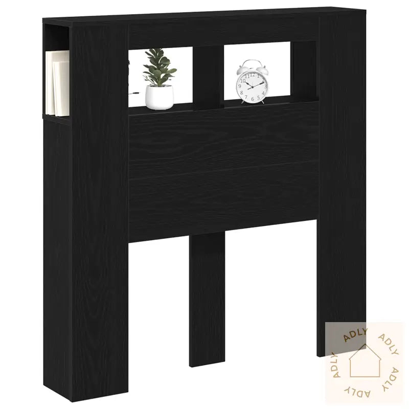 Oppbevaringshodegjerde Med Led-Lamper Svart Eik 100X18,5X103,5 Cm