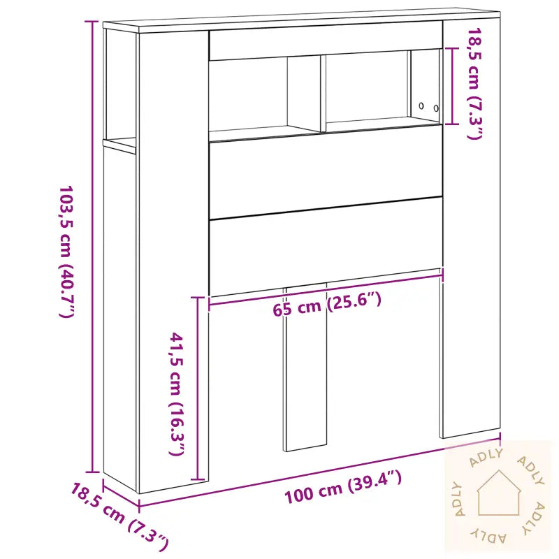 Oppbevaringshodegjerde Med Led-Lamper Svart Eik 100X18,5X103,5 Cm