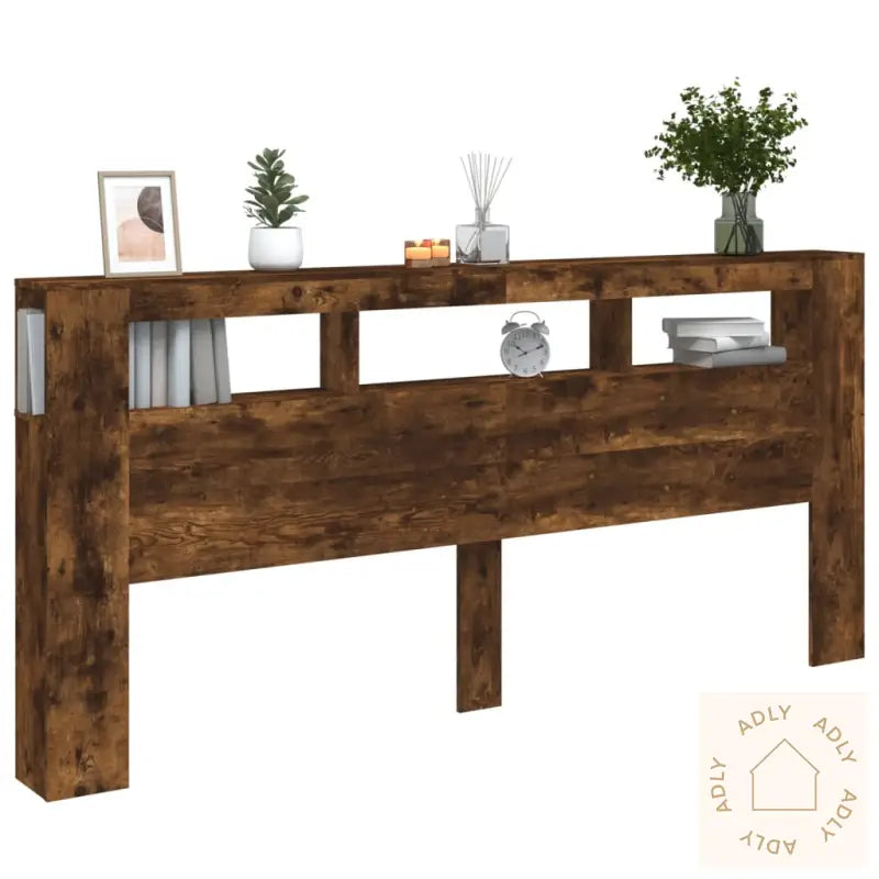 Sengegavl Med Led Røkt Eik 220X18,5X103,5 Cm Konstruert Tre