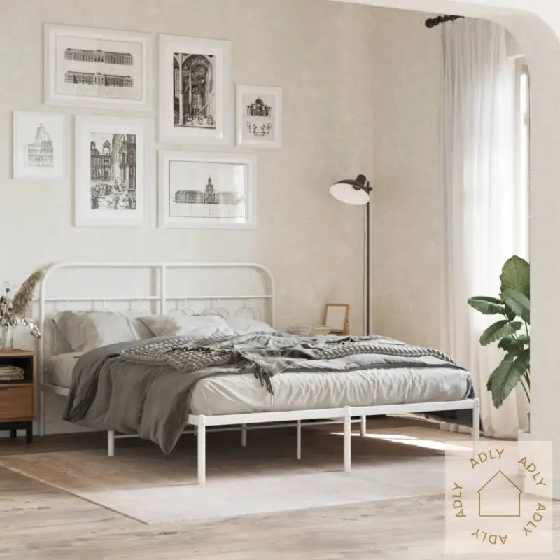 Sengegavl I Metall Hvit 140 Cm