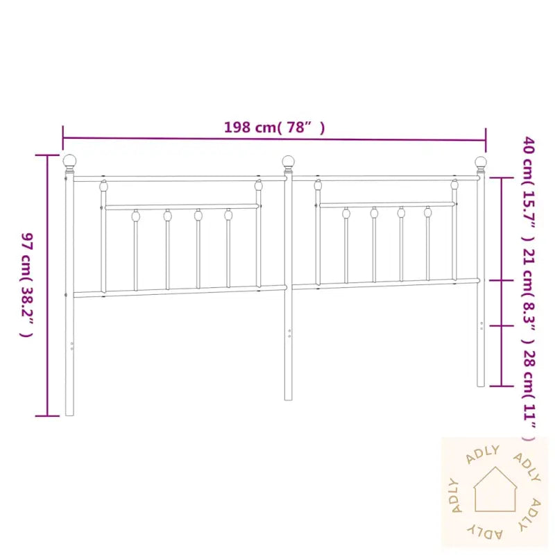 Sengegavl I Metall Svart 193 Cm