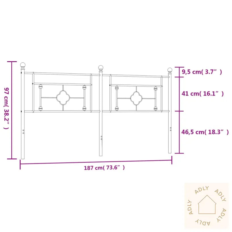 Sengegavl I Metall Hvit 180 Cm