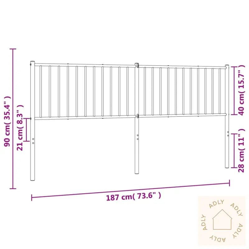 Sengegavl I Metall Hvit 180 Cm