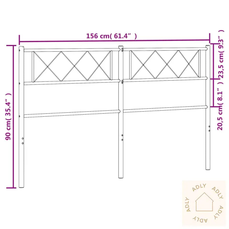 Sengegavl I Metall Svart 150 Cm