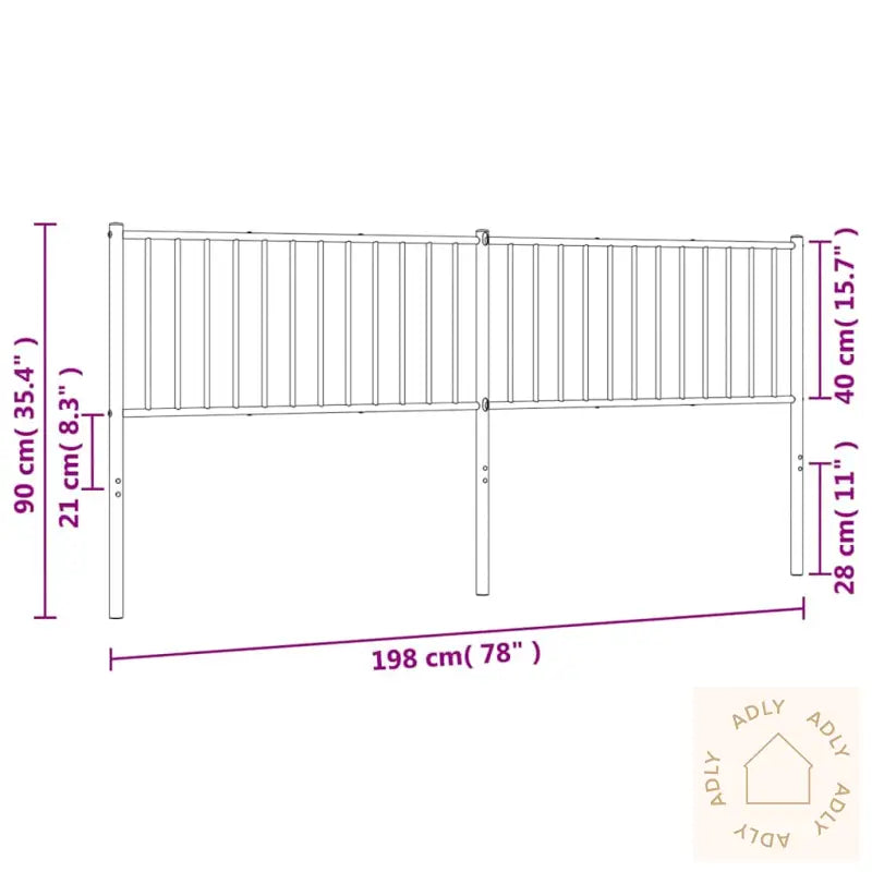 Sengegavl I Metall Hvit 193 Cm