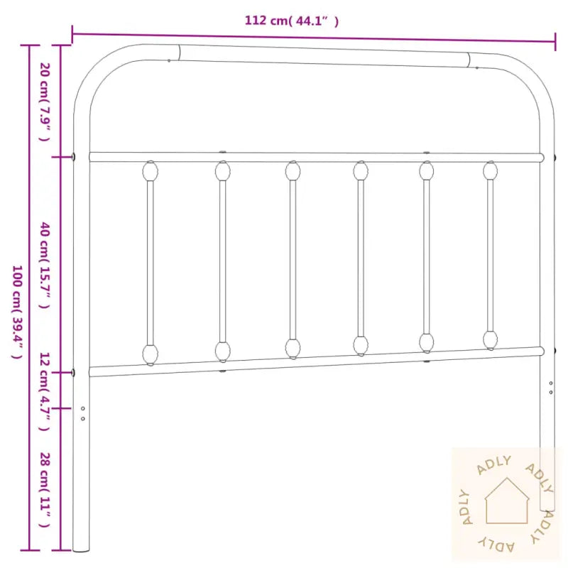 Sengegavl I Metall Hvit 107 Cm