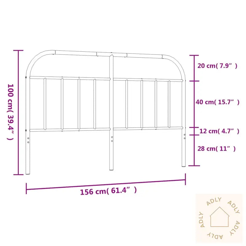 Sengegavl I Metall Svart 150 Cm