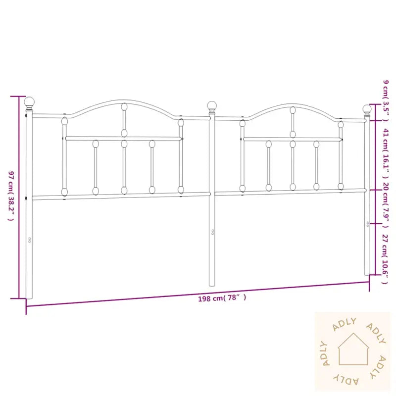 Sengegavl I Metall Hvit 193 Cm