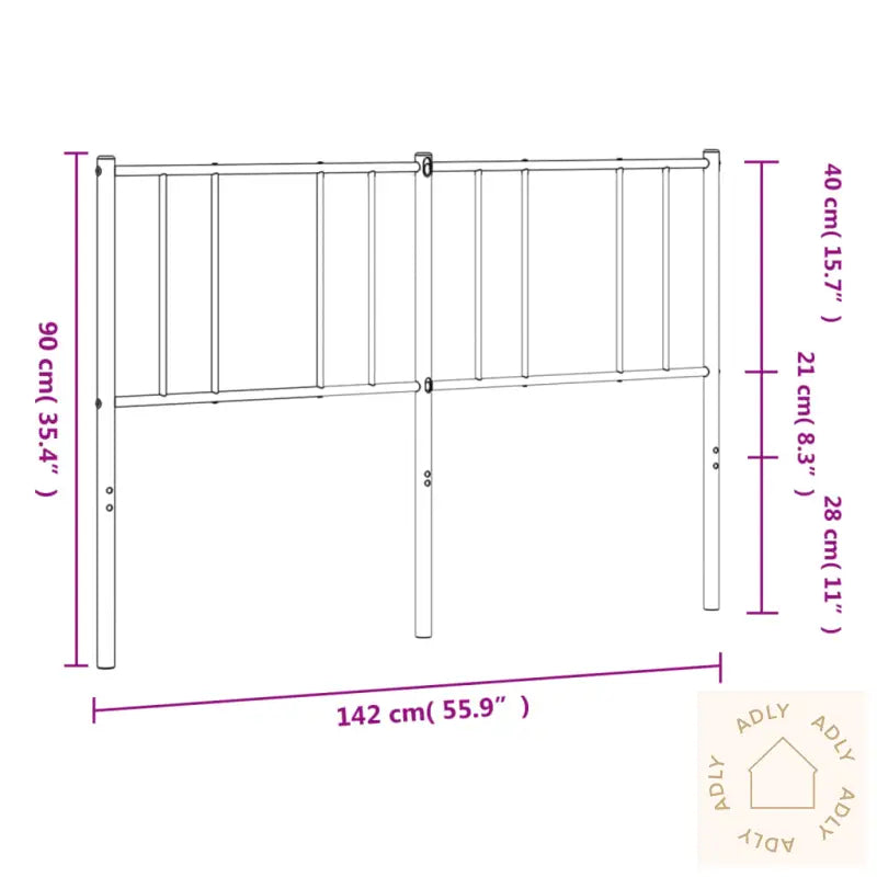 Sengegavl I Metall Svart 135 Cm