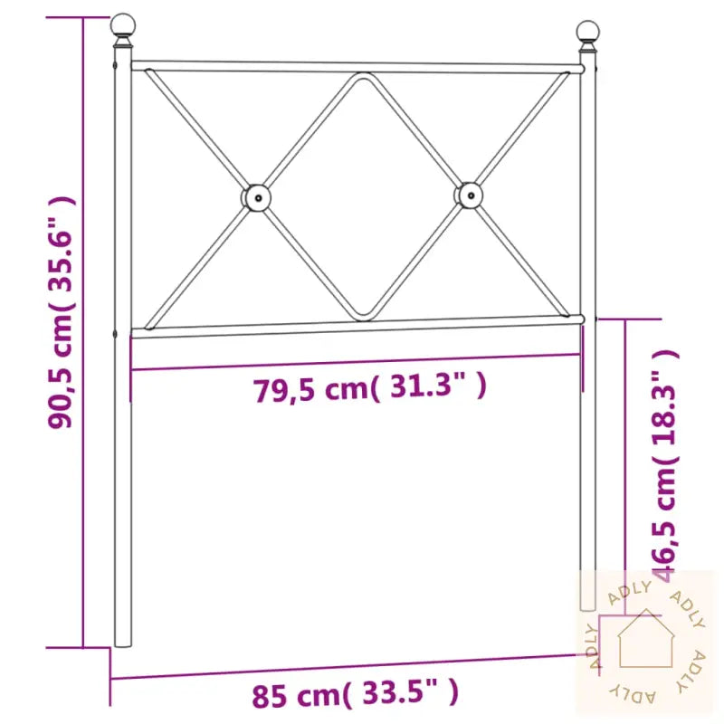 Sengegavl I Metall Svart 80 Cm