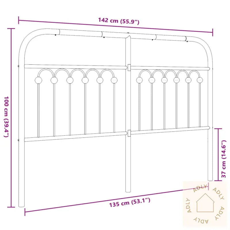 Sengegavl I Metall Hvit 135 Cm