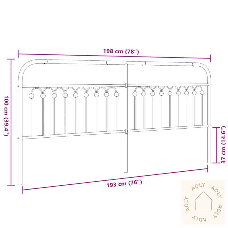 Sengegavl I Metall Hvit 193 Cm