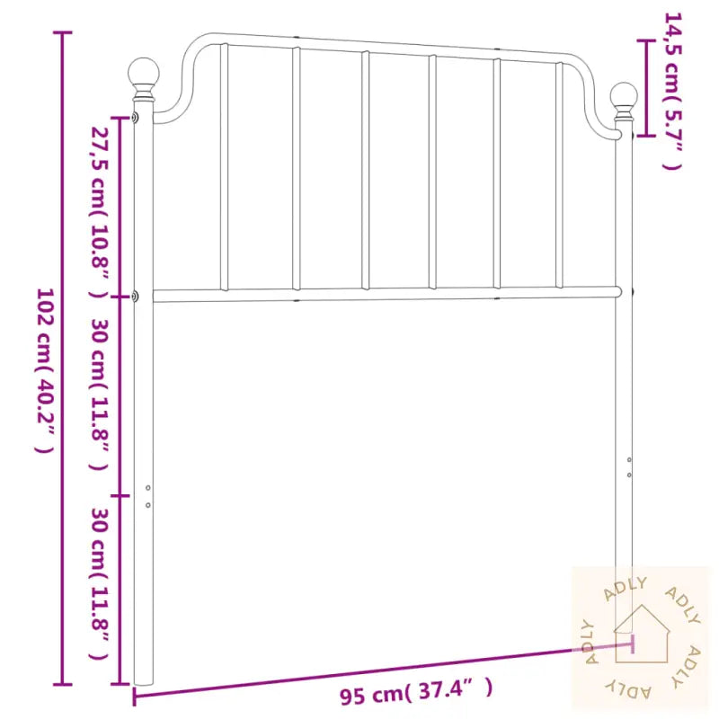 Sengegavl I Metall Hvit 90 Cm