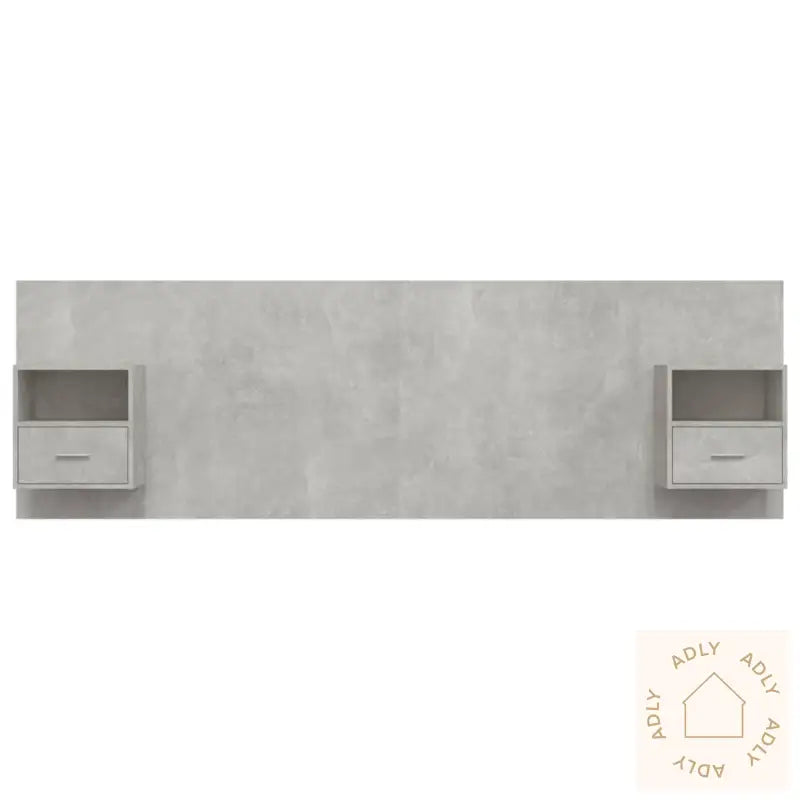 Sengegavl Med Skap Betonggrå Konstruert Tre