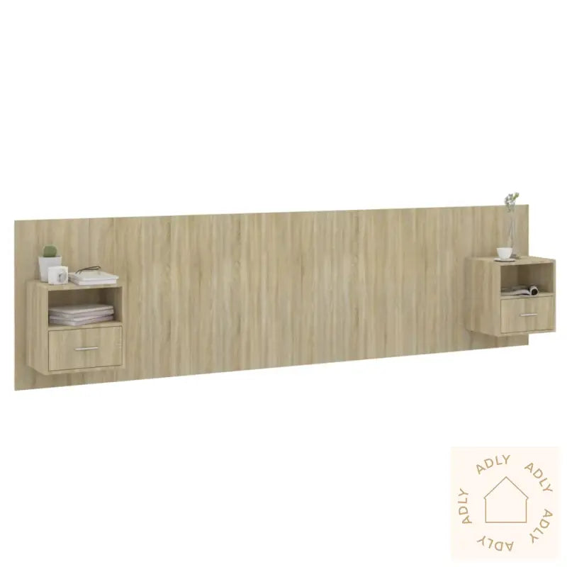 Sengegavl Med Skap Sonoma Eik Konstruert Tre