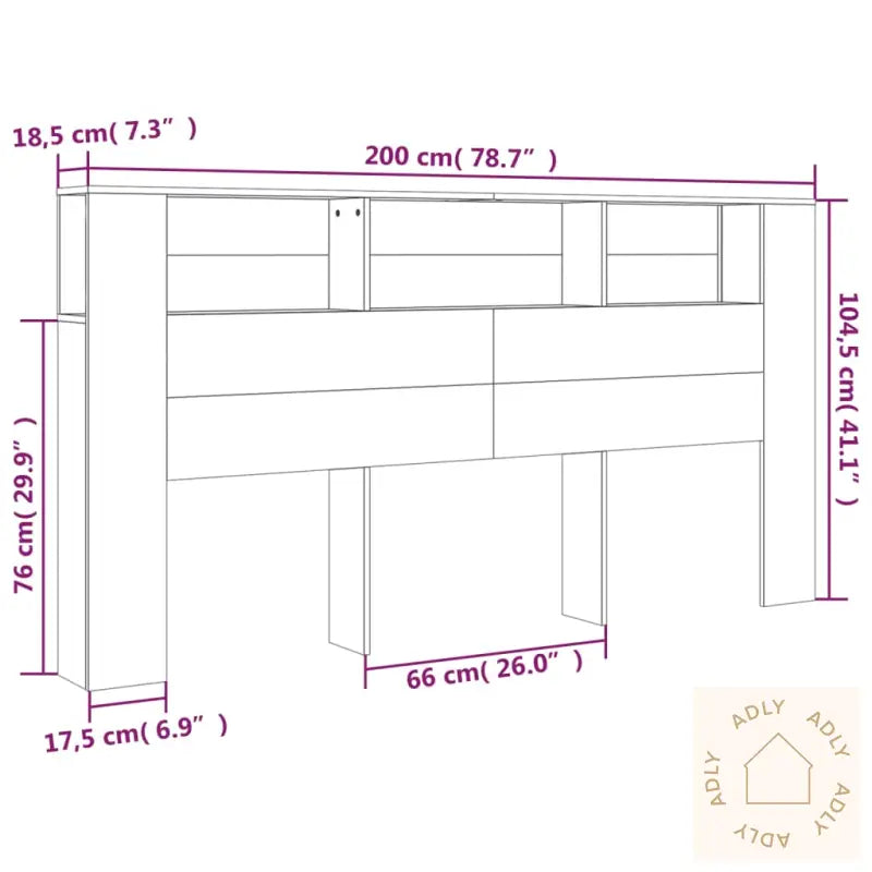 Sengegavlskap Hvit 200X18,5X104,5 Cm
